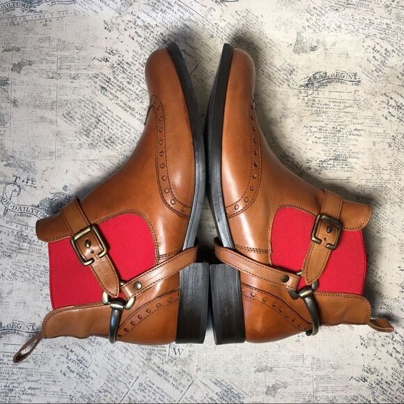 Pertini brown leather booties with red elastic - Picture 8 of 16